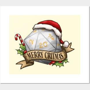 D20 Merry Critmas Dice White Posters and Art